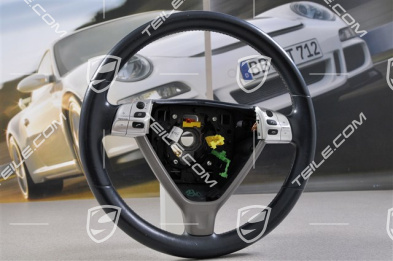 Lenkrad, 3-Speichen, Tiptronic, Multifunktion, seeblau/grau
