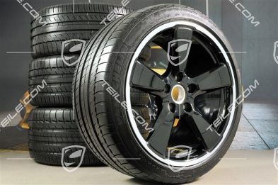 20" Sport Classic komplet kół letnich, czarny połysk, felgi 9,5J x 20 ET65 + 11,5 x 20 ET63 + NOWE opony letnie Michelin 255/40 ZR20 + 295/35 ZR20, z czujn.ciśnieni