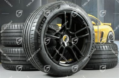 19" Sommerräder Satz "Panamera", Felgen 9J x 19 ET64 + 10,5 J x 19 ET62 + Michelin Sport 4 Sommerreifen 265/45 R19 + 295/40 R19,  in Schwarz