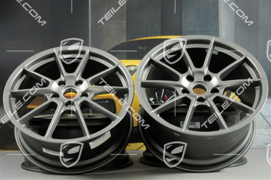 20-inch "Spyder" / "718 Sport" wheel rim set, rims 8,5J x 20 ET57 + 10,5J x 20 ET47, Platinum satin mat