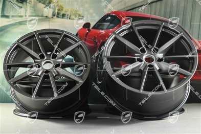20"+21" Komplet felg Carrera S, 8,5J x 20 ET53 + 11J x 21 ET66, platinum satynowy półmat