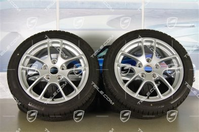 18" Winterräder Satz "Cayman", Felgen 8J x 18 ET57 + 9J x 18 ET47 + NEUE Winterreifen Pirelli SottoZero2 N0 235/45 R18 + 265/45 R18, ohne RDK-Sensoren