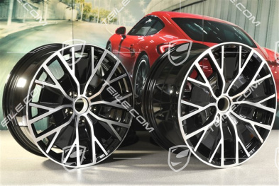20" Felgensatz Turbo S Aero Design, 9J x 20 ET54 + 11J x 20 ET60, schwarz hochglanz mit glanzgedrehter Stirnfläche