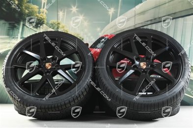 21" Panamera SportDesign Koła zimowe, komplet, felgi 9,5J x 21 ET71 + 10,5J x 21 ET71 + opony zimowe Continental 275/35 R21 + 315/30 R21, czarny satynowy półmat