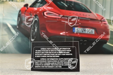 Naklejka informacyjna, wymiana Airbagów