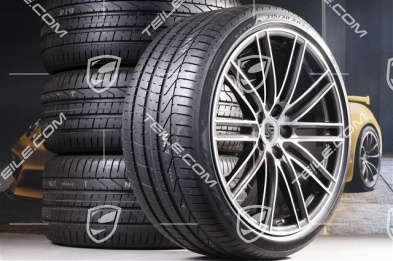 22-inch summer wheel set 911 Turbo IV Design, rims 10J x 22 ET48 + 11,5J x 22 ET61 + Pirelli summer tyres 285/35 ZR22 + 315/30 ZR22, with TPM