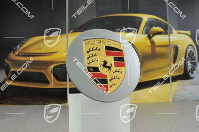 Radzierdeckel, konvex mit farbigem Wappen, GT Silber Metallic, für SportClassic Räder / Sport Edition Räder