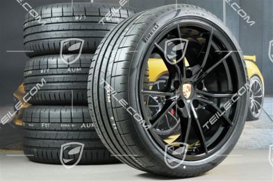 20" Carrera S koła letnie komplet, felgi 8J x 20 ET57 + 10J x 20 ET45, opony letnie Pirelli 235/35 ZR20 +265/35 ZR20, czarne (wysoki połysk), z czujnikami ciśnienia