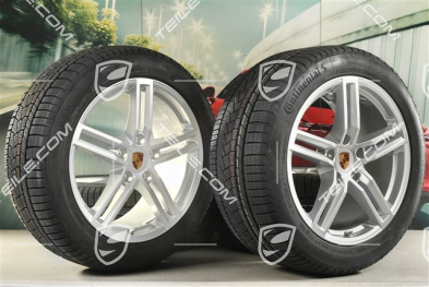 19" Panamera Winterräder Satz, Felgen 9J x 19 ET64 + 10,5J x 19 ET62 + NEUE Continental Winter Contact TS860 S Winterreifen 265/45 R19 + 295/40 R19, in Silber