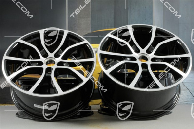 21" Komplet felg Cayenne Exclusive Design, 11J x 21 ET58 + 9,5J x 21 ET46, czarny wysoki połysk