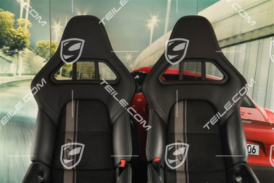 Bucket seats, collapsible, leather/Alcantara black, seam in silver, with logo GT3, set, L+R