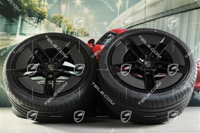 21" koła letnie Exclusive Design, komplet, felgi 9,5J x 21 ET60 + 11,5J x 21 ET66 + NOWE opony letnie Goodyear Eagle F1 Asymmetric 3 265/35 R21 + 305/30 R21, CARBON - z owiewkami karbonowymi