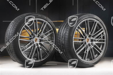 22-inch summer wheel set 911 Turbo IV Design, rims 10J x 22 ET48 + 11,5J x 22 ET61 + Pirelli summer tyres 285/35 ZR22 + 315/30 ZR22, with TPM