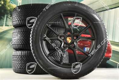 20" Cayenne S Winterräder Satz, Felgen 9J x 20 ET50 + 10,5J x 20 ET64 + Pirelli Winterreifen 255/55 R20 + 295/45 R20, mit RDK-Sensoren, Schwarz Seidenmatt