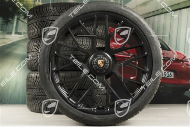 20" Turbo S Zentralverschluss Winterräder Satz für Turbo S / GTS, Felgen 8,5J x 20 ET51 + 11J x 20 ET59 + Michelin Pilot Alpin PA4 N1 Winterreifen 245/35 R20+295/30 R20, RDK-Sensoren, schwarz seidenmatt