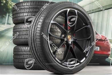 22" koła letnie Cayenne Coupé GT, komplet, felgi 10J x 22 ET48 + 11,5J x 22 ET52 + Pirelli P Zero opony letnie 285/35 R22 + 315/30 R22, z czujnikami ciśnienia, czarny satynowy półmat