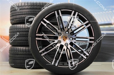 21" Komplet kół letnich Turbo III, felgi 10J x 21 ET50 + NOWE opony letnie Michelin 295/35 R21, CZARNE, z czujnikami ciśnienia