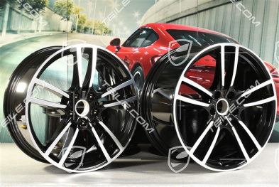 21" Komplet felg Cayenne Turbo, 11J x 21 ET58 + 9,5J x 21 ET46, czarny wysoki połysk