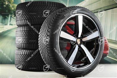 22" Koła zimowe, komplet, Cayenne Exclusive Design Sport, felgi 10J x 22 ET48 +11,5J x 22 ET52 + NOWE opony zimowe Pirelli 285/40 R22 + 315/35 R22, czarny wysoki połysk
