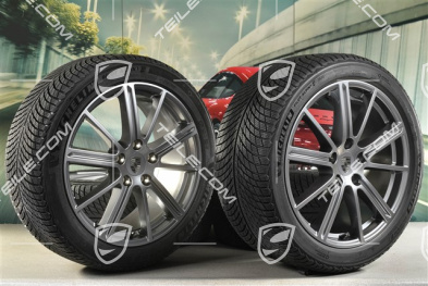 20" Panamera Turbo Winterräder Satz, Felgen 9,5J x 20 ET71 + 10,5J x 20 ET71 + Michelin Pilot Alpin 5 Winterreifen 275/40 R20 + 315/35 R20, Adamantium