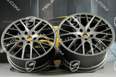 21" Komplet felg Panamera Sport Design, 9,5J x 21 ET71 + 11,5J x 21 ET69, Platinum satynowy mat