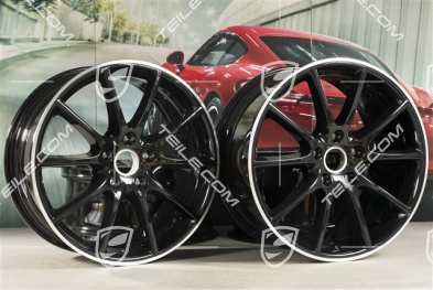 20" komplet felg Cayenne Design, 10,5J x 20 ET64 + 9J x 20 ET50, Exclusiv, czarne ramiona
