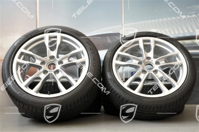 19" Boxster S Sommerräder Satz, 8J x 19 ET57 + 9,5J x 19 ET45 + NEUE Pirelli Sommerreifen 235/40 ZR19 + 265/40 ZR19, mit RDK-Sensoren