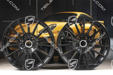 20-inch Panamera Sport wheel set, 2 x 9,5J x 20 ET 65 + 2 x 11,5 J x 20 ET 63, black