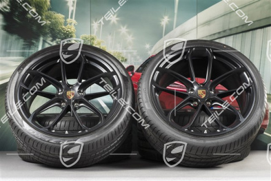 22" koła letnie Cayenne Coupé GT, komplet, felgi 10J x 22 ET48 + 11,5J x 22 ET52 + Pirelli P Zero opony letnie 285/35 R22 + 315/30 R22, z czujnikami ciśnienia, czarny satynowy półmat