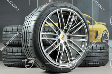20" Turbo IV Sommerräder Satz, Felgen 8,5J x 20 ET57 + 10,5J x 20 ET47 + Pirelli Sommerreifen 235/35 ZR20 + 265/35 ZR20, mit RDK-Sensoren
