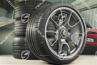 20"+21" koła letnie, komplet Turbo S Exclusive Design, felgi 9,5J x 20 ET44 + 12J x 21 ET70 + opony letnie Pirelli 255/35 R20 + 315/30 R21, platynowy srebrny