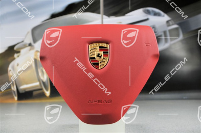 Airbag, 3-spoke, leather, "Carrera" red