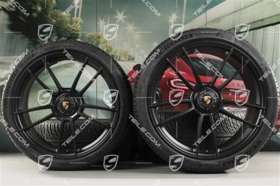 20"+21" GTS komplet kół zimowych "Turbo S", felgi centralnie mocowane 8,5J x 20 ET50 + 11J x 21 ET66 + NOWE opony zimowe Michelin 245/35 R20 + 295/30 R21, czarny satynowy półmat