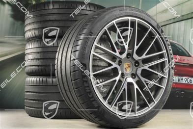 21" Turbo V Sommerräder Satz, Felgen 9,5J x 21 ET71 + 11,5J x 21 ET69 + Michelin Sommerreifen 275/35 R21 + 315/30 R21, mit RDK-Sensoren