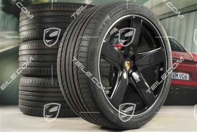 21" "Sport Classic" czane (wysoki połysk) koła letnie komplet, felgi 9J x 21 ET26 + 10J x 21 ET19, opony Continental 265/40 R 21 + 295/35 R 21, z czujnikami ciśn.