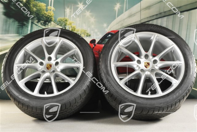 20-inch Cayenne Design summer wheel set, rims 9J x 20 ET50 + 10,5J x 20 ET64 + Bridgestone summer tyres 275/45 R20 + 305/40 R20, with TPMS, about 30km, DOT/prod.year 2021