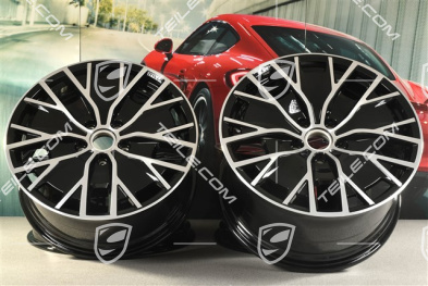 20" Felgensatz Turbo S Aero Design, 9J x 20 ET54 + 11J x 20 ET60, schwarz hochglanz mit glanzgedrehter Stirnfläche