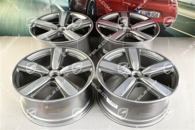 22" Komplet felg Cayenne Exclusive Design Sport, 10J x 22 ET48 +11,5J x 22 ET61, platynowy srebrny