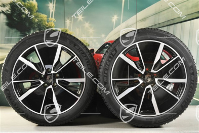 21-inch Macan Turbo winter wheel set, rims 8,5J x 21 ET27 + 10,5J x 21 ET47 + Michelin Pilot Alpin 5 SUV winter tyres 255/45 R21 + 285/40 R21, black high gloss