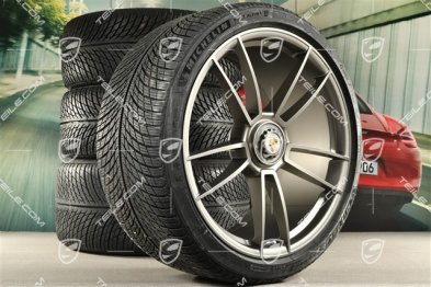 20/21-inch Turbo S winter wheel set, central lock wheel rims 8,5J x 20 ET40 + 11J x 21 ET66 + NEW Michelin winter tyres 245/35 R20 + 305/30 R21, platinum satin matt
