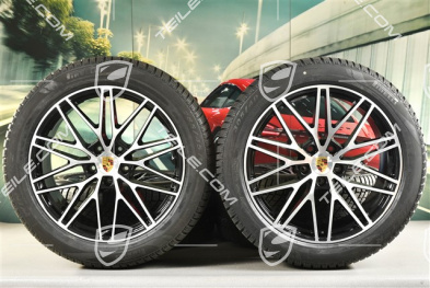 21" RS Spyder Design Winterräder Satz, Felgen 9,5J x 21 ET46 + 11,0J x 21 ET58 + NEUE Pirelli Winterreifen 285/45 R21 + 305/40 R21, mit RDK-Sensoren, schwarz hochglanz