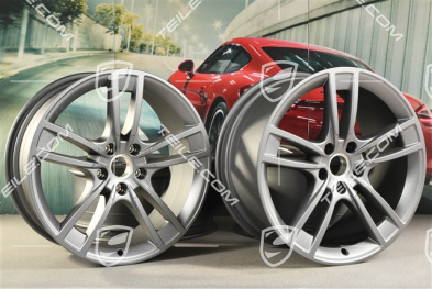 21" Komplet felg Cayenne Turbo Design, 11J x 21 ET58 + 9,5J x 21 ET46, Vesuvgrau
