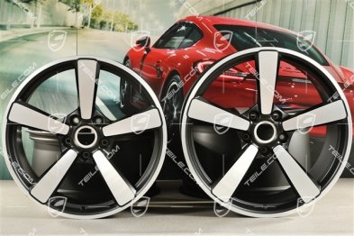 20+21" Felgensatz Turbo Exclusive Design, Felgen: vorne 9,5J x 20 ET44 + hinten 12J x 21 ET70, Schwarz Seidenmatt