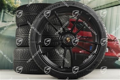 20"+21" GTS komplet kół zimowych "Turbo S", felgi centralnie mocowane 8,5J x 20 ET50 + 11J x 21 ET66 + NOWE opony zimowe Michelin 245/35 R20 + 295/30 R21, czarny satynowy półmat