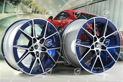 20+21" Carrera S komplet felg, 8,5J x20 ET50 + 11,5J x 21 ET79, niebieski - Gentian Blue Metalik