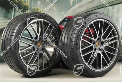 21" Turbo V Sommerräder Satz, Felgen 9,5J x 21 ET71 + 11,5J x 21 ET69 + Michelin Sommerreifen 275/35 R21 + 315/30 R21, mit RDK-Sensoren