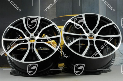 21" Felgensatz Cayenne ExclusiveDesign, 11J x 21 ET58 + 9,5J x 21 ET46, Tiefschwarz Metallic
