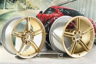 21" Wheel rim set Mission E Design, 9,5J x 21 ET60 + 11,5J x 21 ET66, aurum satin matt