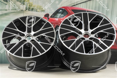 20-inch Turbo Aero wheel rim set, 9J x 20 ET54 + 11J x 20 ET60, black high gloss + glossy Surface