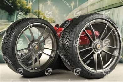 20/21-inch Turbo S winter wheel set, central lock wheel rims 8,5J x 20 ET40 + 11J x 21 ET66 + NEW Michelin winter tyres 245/35 R20 + 305/30 R21, platinum satin matt